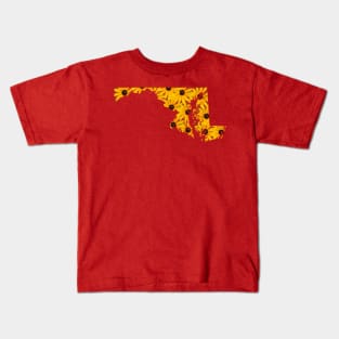 Maryland: Black-Eyed Susans (Red) Kids T-Shirt